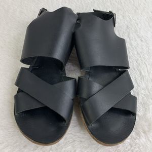 Antika Black Sandals Ankle Strap Shoes SZ 36 USA 6 Women’s Leather crisscross